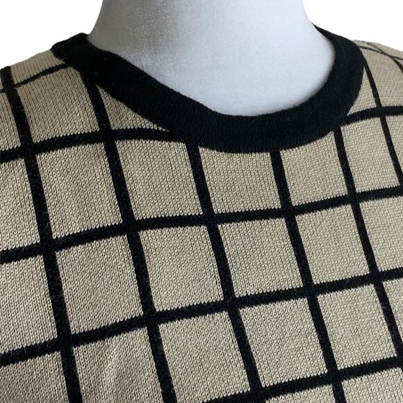 J Howard Windowpane Print Long Sleeve Sweater Dress Red Cream Black Women's Sz S - Picture 5 of 9